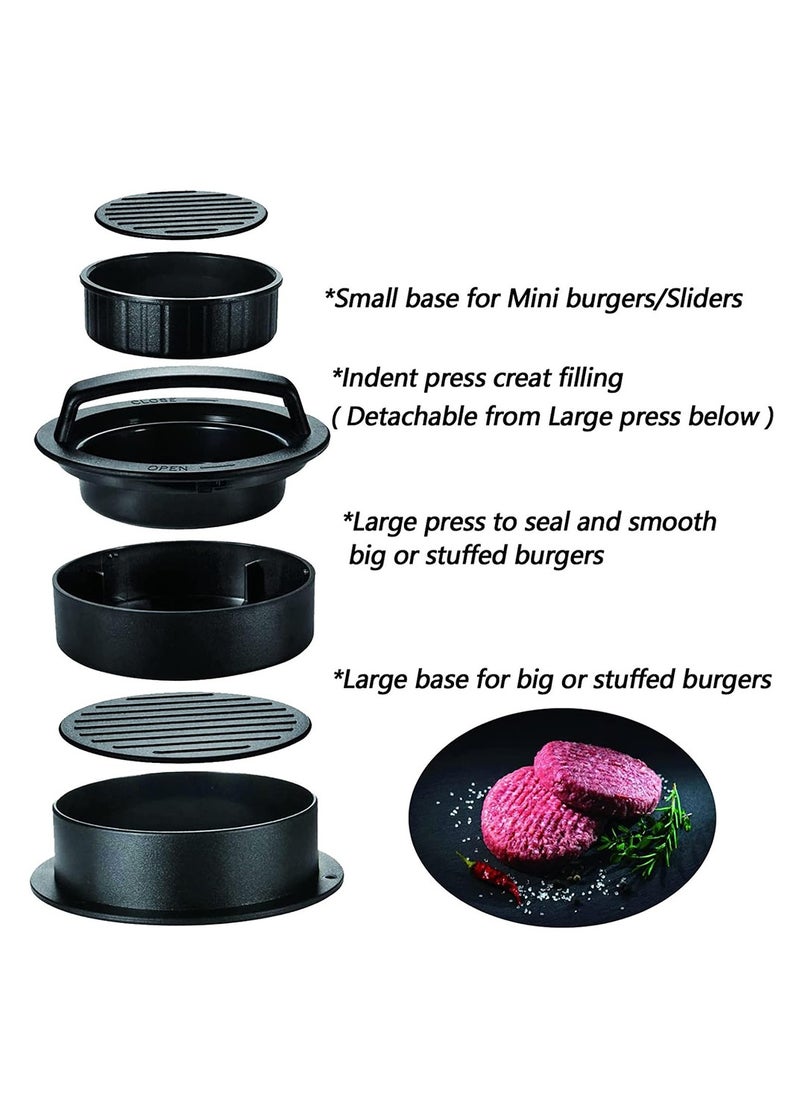 Furtey 3-in-1 Burger Press Maker: Non-Stick Adjustable Patty Mold with Ergonomic Handle for Stuffed Beef/Chicken Burgers - BBQ & Grilling Cooking Tool  - Image 2