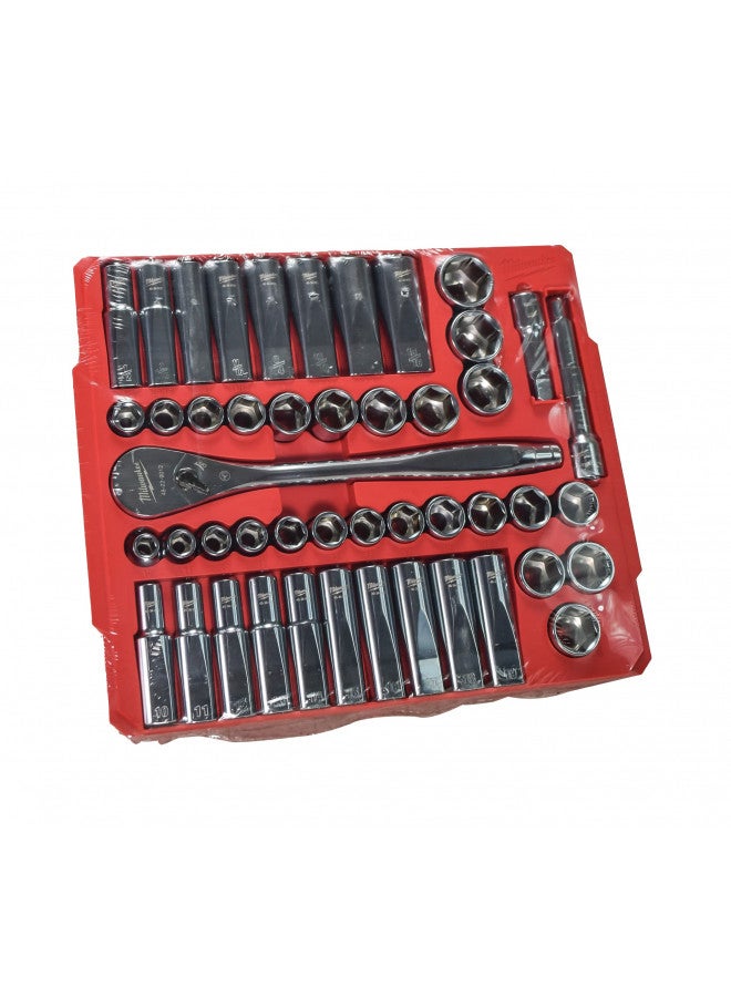 Milwaukee مجموعة مفاتيح ربط ومفاتيح سداسية ميتركية و SAE من Milwaukee 48-22-9010 مكونة من 47 قطعة 1/2 بوصة مع جوانب مسطحة أربعة - Image 3