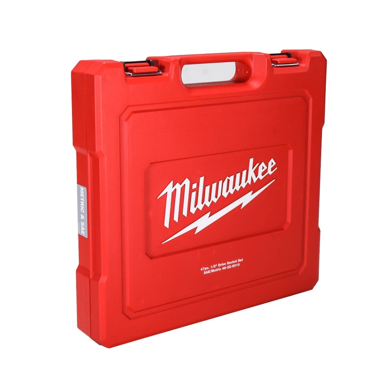 Milwaukee 48-22-9010 47-Piece 1/2 in. Drive Metric and SAE Ratchet and Socket Set with FOUR FLAT Sides - Image 4