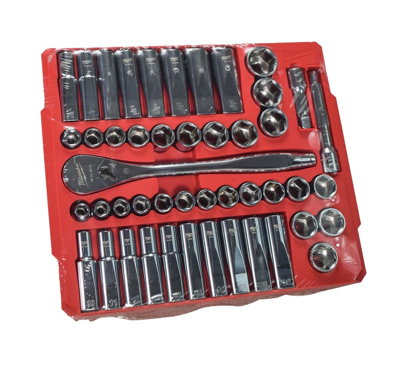 Milwaukee 48-22-9010 47-Piece 1/2 in. Drive Metric and SAE Ratchet and Socket Set with FOUR FLAT Sides - Image 3