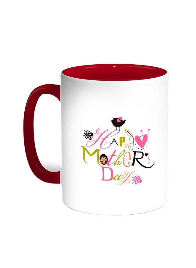 RYN Happy Mother's Day Printed Coffee Mug Red/White 11ounce