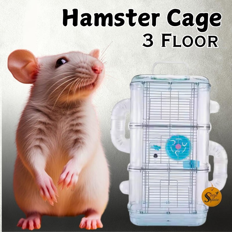 Sage Square قفص هامستر معدني - موطن واسع وقوي للحيوانات الأليفة الصغيرة، مثالي للسفر، عجلة تمرين، نظام قفل آمن، تهوية، ملحقات ممتعة، جربيل، فأر (النوع 4)، متعدد الألوان - Image 2