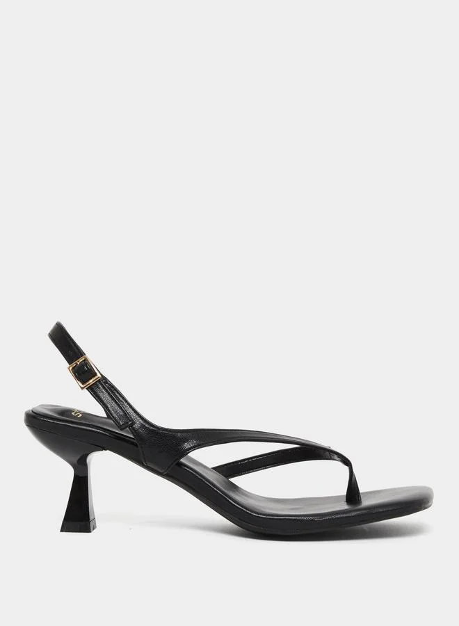 Styli Styli Black Kitten Heel Thong Sandals
