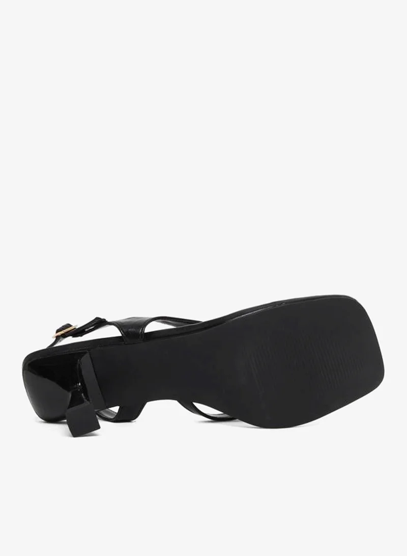 Styli  Black Kitten Heel Thong Sandals for Women | Best Price UAE