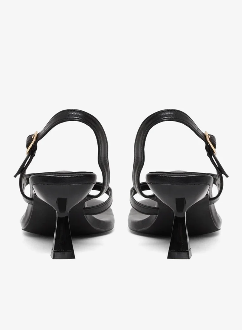 Styli  Black Kitten Heel Thong Sandals for Women | Best Price UAE