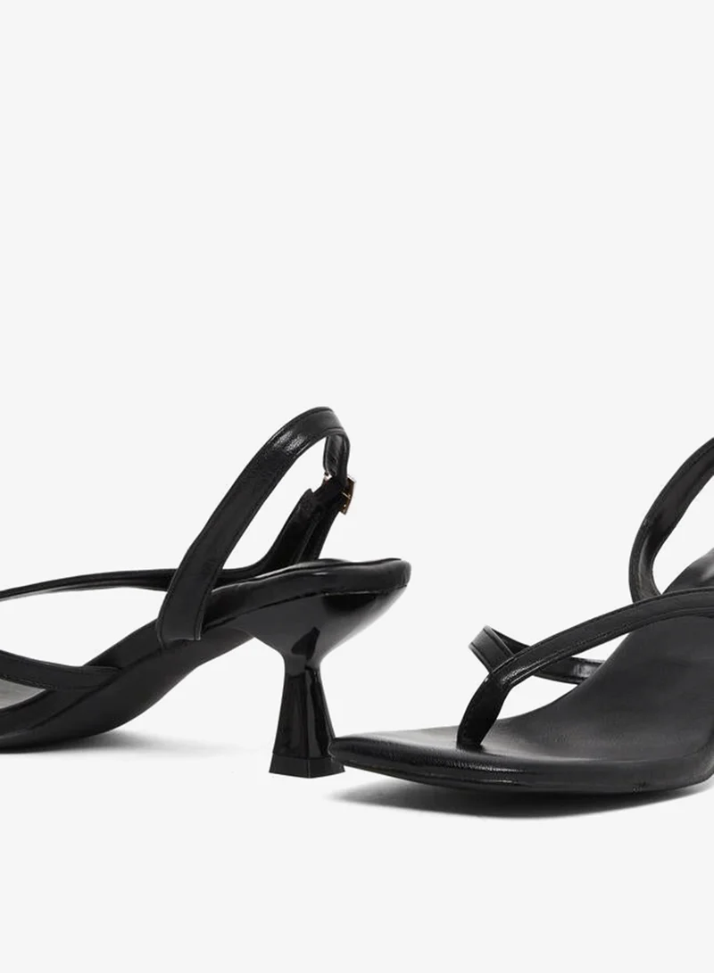 Styli  Black Kitten Heel Thong Sandals for Women | Best Price UAE