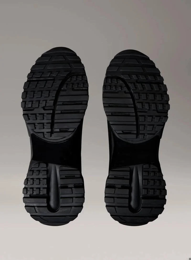 Calvin Klein Jeans Triple Black Hike Runner Leather Mix Trainers for Men | Best Price UAE