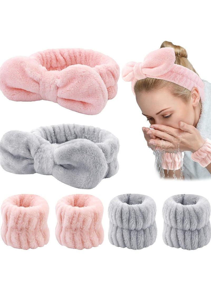 Loquat 6PCS Spa Headband and Wristband Set, Face Wash Headband Makeup Skincare Headband Wrist Bands for Washing Face - Image 1