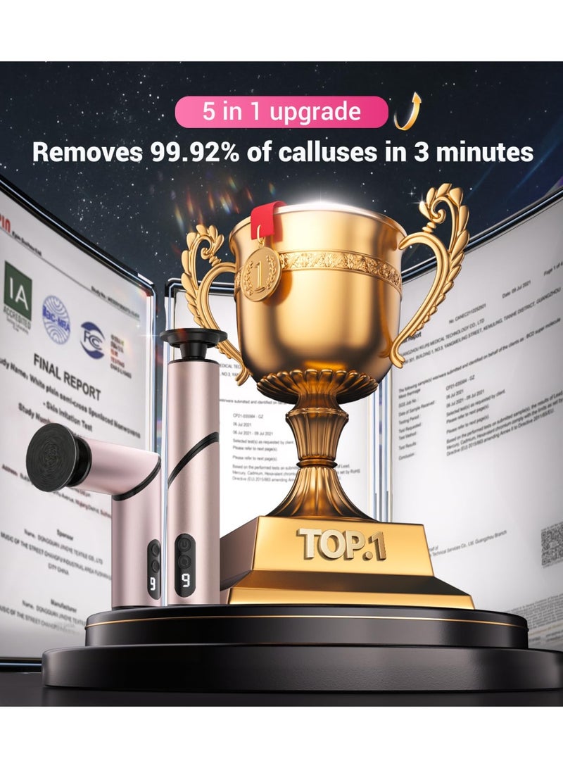 Zarra Traders Electric Callus Remover for Feet, Portable Foldable 5-in-1 Electric Foot File Pedicure Kit, Professional Dead Skin Remover Pedicure Machine for Heels & Foot Care – Pink - Image 2