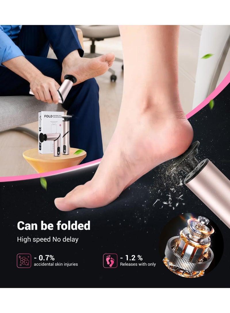 Zarra Traders Electric Callus Remover for Feet, Portable Foldable 5-in-1 Electric Foot File Pedicure Kit, Professional Dead Skin Remover Pedicure Machine for Heels & Foot Care – Pink - Image 4