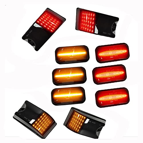 MACHSWON 10 Pcs Amber & Red LED Cab Roof Lights Marker Roof Top Lamps OEM: 25809312; 16531442; 15060525 Compatible with Hummer H2 2003-2009 Hummer H2 SUT 2005-2009 - Image 1