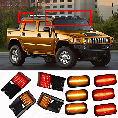 MACHSWON 10 Pcs Amber & Red LED Cab Roof Lights Marker Roof Top Lamps OEM: 25809312; 16531442; 15060525 Compatible with Hummer H2 2003-2009 Hummer H2 SUT 2005-2009 - Image 4