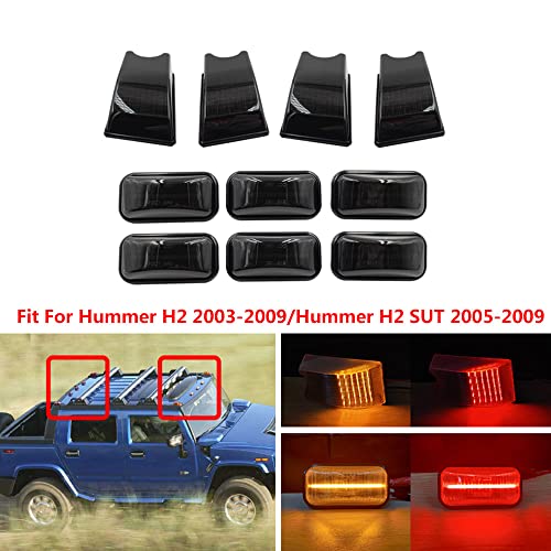 MACHSWON 10 Pcs Amber & Red LED Cab Roof Lights Marker Roof Top Lamps OEM: 25809312; 16531442; 15060525 Compatible with Hummer H2 2003-2009 Hummer H2 SUT 2005-2009 - Image 5