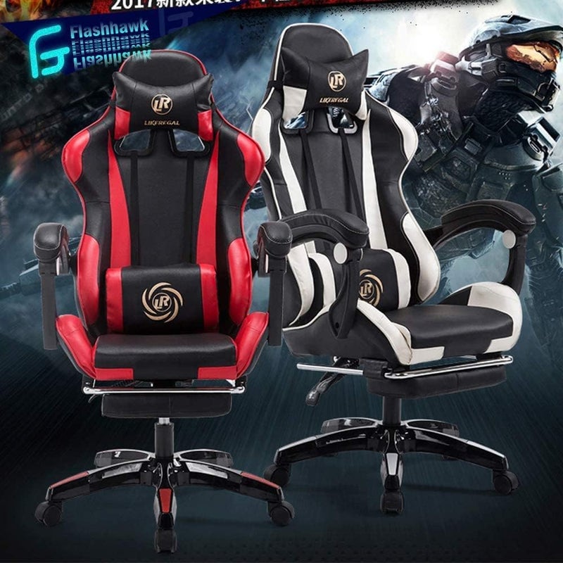 High Back Ergonomic Adjustable Gaming Chair with Massage Function, Adult Racing Style PU Leather Gaming Chair, Computer Gaming Chair with Headrest and Lumbar Support - Image 4