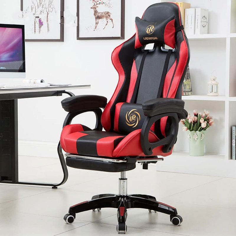 High Back Ergonomic Adjustable Gaming Chair with Massage Function, Adult Racing Style PU Leather Gaming Chair, Computer Gaming Chair with Headrest and Lumbar Support - Image 1