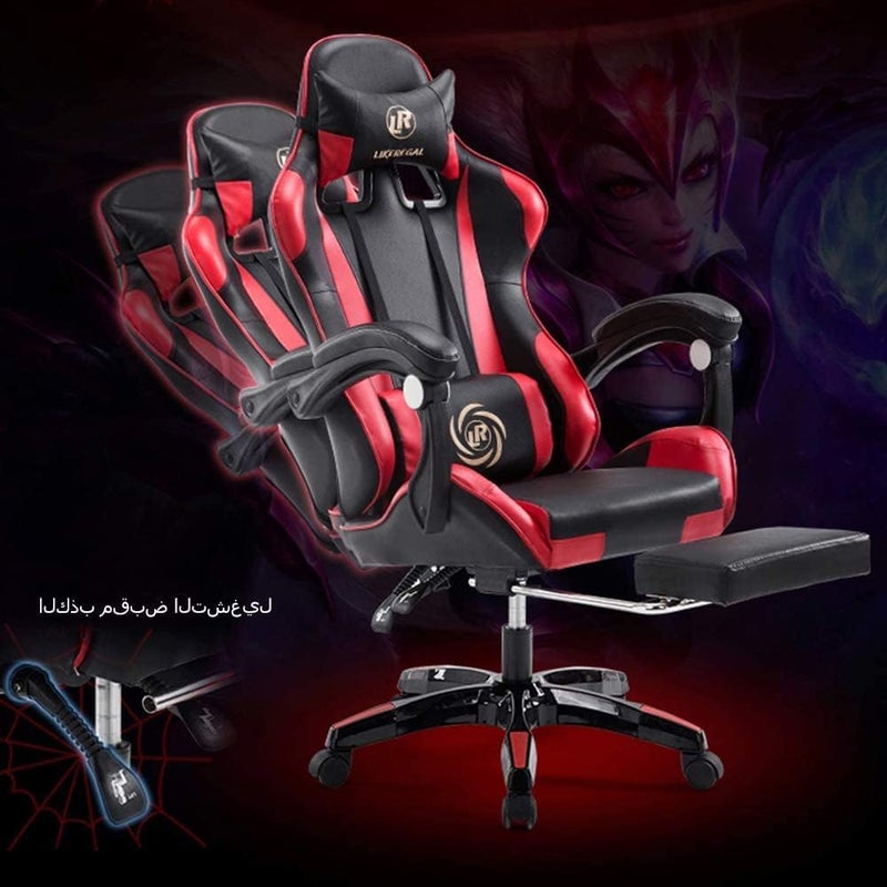 High Back Ergonomic Adjustable Gaming Chair with Massage Function, Adult Racing Style PU Leather Gaming Chair, Computer Gaming Chair with Headrest and Lumbar Support - Image 3