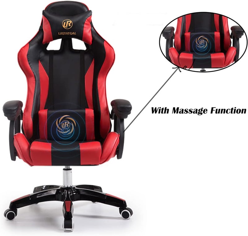 High Back Ergonomic Adjustable Gaming Chair with Massage Function, Adult Racing Style PU Leather Gaming Chair, Computer Gaming Chair with Headrest and Lumbar Support - Image 2