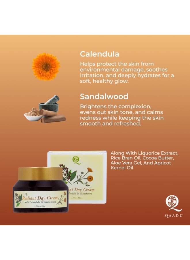 QAADU Radiant Day Cream With Calendula & Sandalwood Extracts For Hydrate & Youthful Skin 50 G - Image 5
