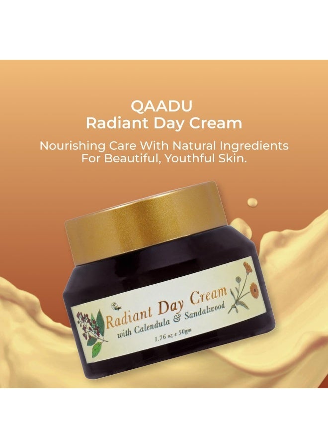 QAADU Radiant Day Cream With Calendula & Sandalwood Extracts For Hydrate & Youthful Skin 50 G - Image 4