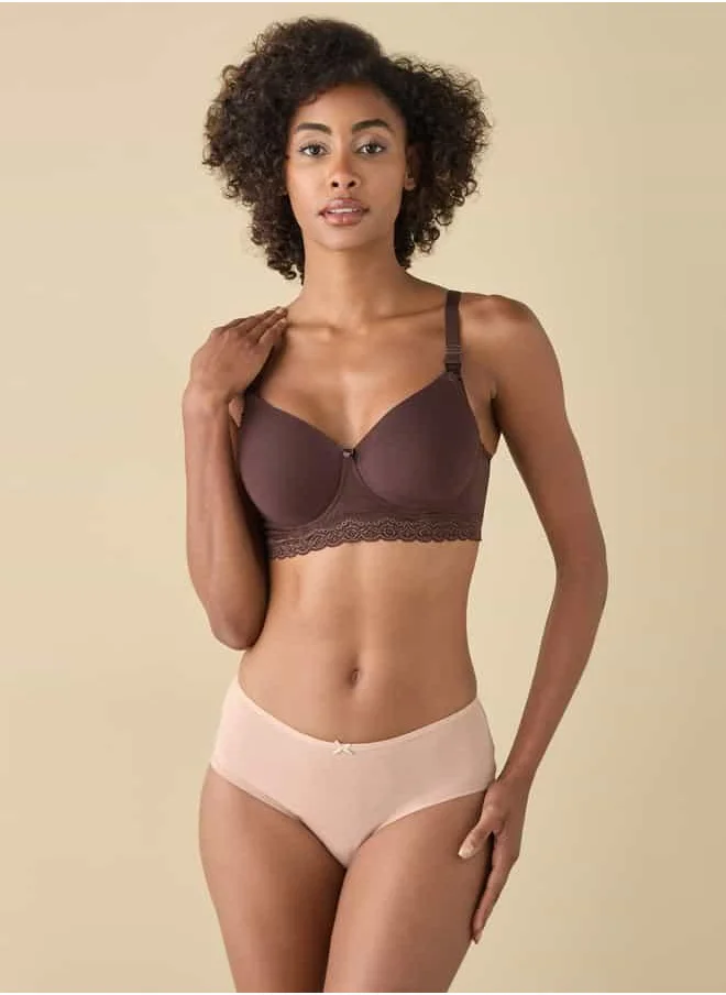 FAV Lace Detail Solid Nursing Bra with Hook and Eye Closure