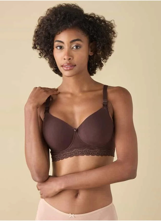 FAV Lace Detail Solid Nursing Bra with Hook and Eye Closure