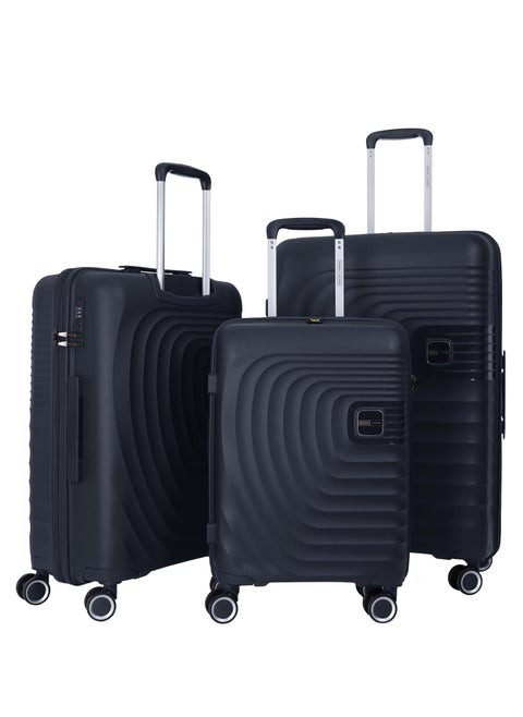 3 Piece with Trolley Set with Lightweight Polypropylene Shell 8 Spinner Wheels for Travel Navy
