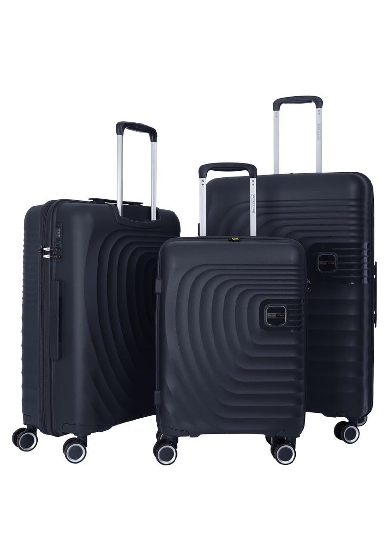 PARAJOHN 3 Piece with Trolley Set with Lightweight Polypropylene Shell 8 Spinner Wheels for Travel Navy  - Image 1