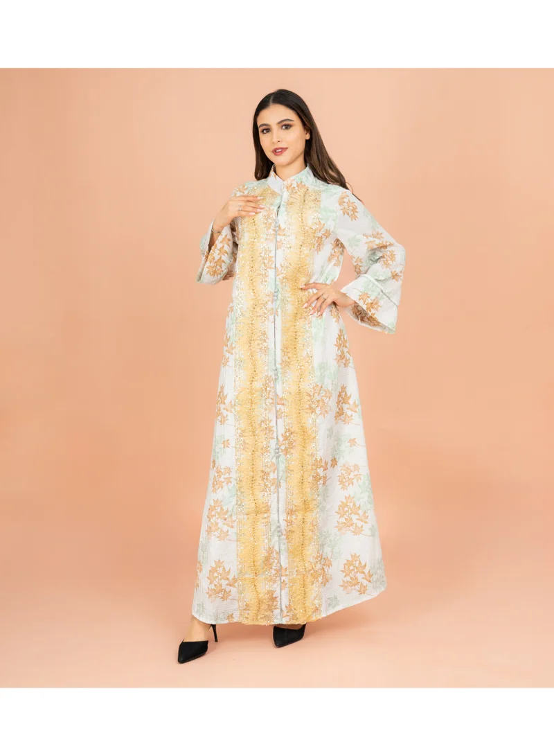 اكسا جلابية أنيقة بطبعات ماندارين