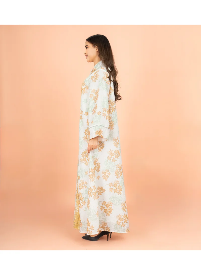 IKKXA  Mandarin Colar Printed Elegant Jalabiya for Women | Best Price UAE