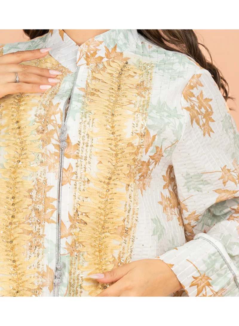 اكسا جلابية أنيقة بطبعات ماندارين