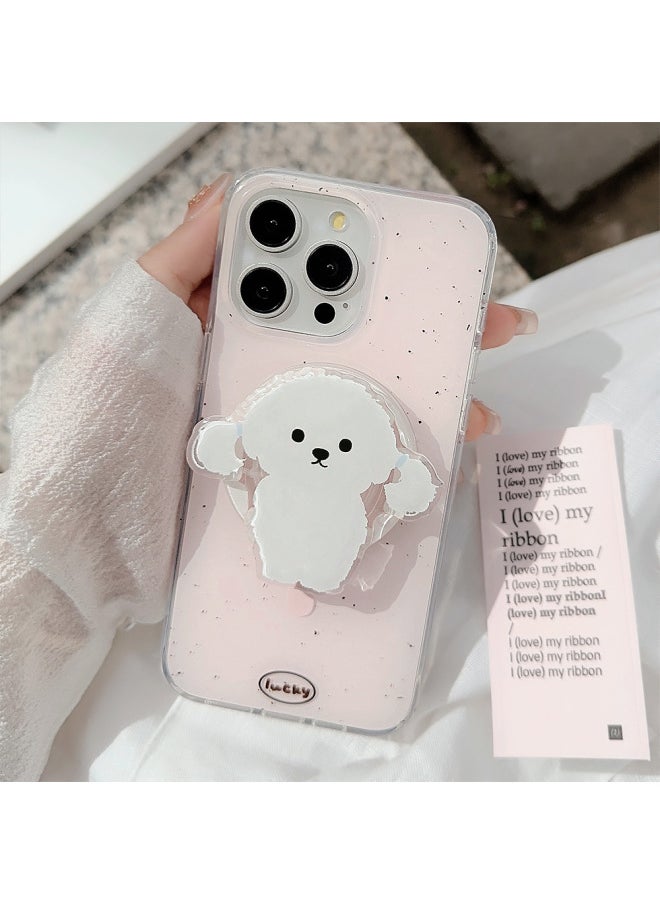 Generic - Double-layer Magnetic Bracket 15promax Mobile Phone Case For AppleFor Iphone13 14 Splash Ink Puppy 16 Original Soft-Color:Double-layer Magnetic Suction Foundation Ink Dot + Chirp Dog Magnetic Stand-Applicable Models:16promax - Image 1