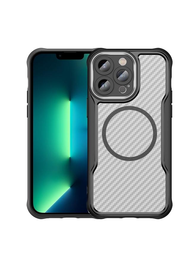 اس-توب جراب هاتف شفاف من ألياف الكربون MagSafe لهاتف iPhone 13 Pro Max - Image 1