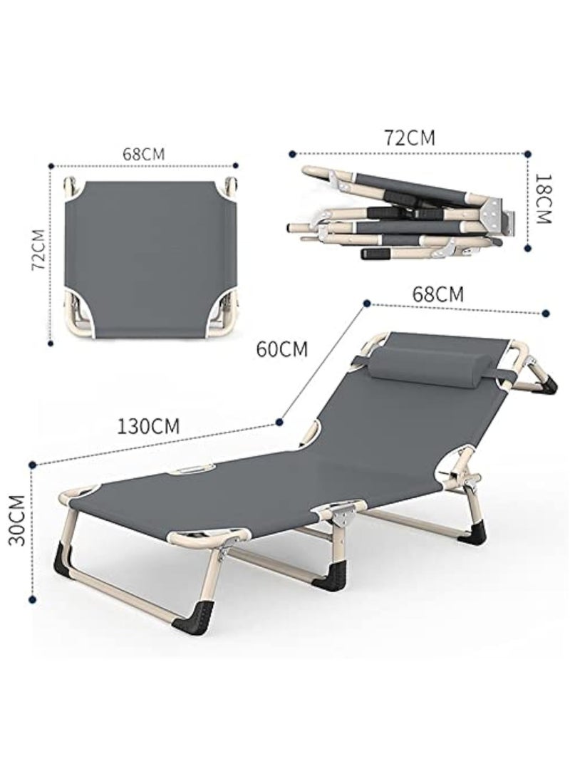 Folding Camping Cot, Folding Bed, Single Person Folding Reclining Lounger for Camping Office Lunch Break Outdoor Emergency(56 Round Tube Gray)