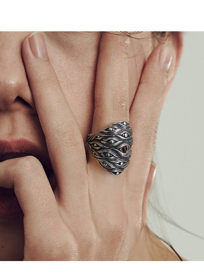 Trendy Distressed Adjustable Punk Ring - Image 1