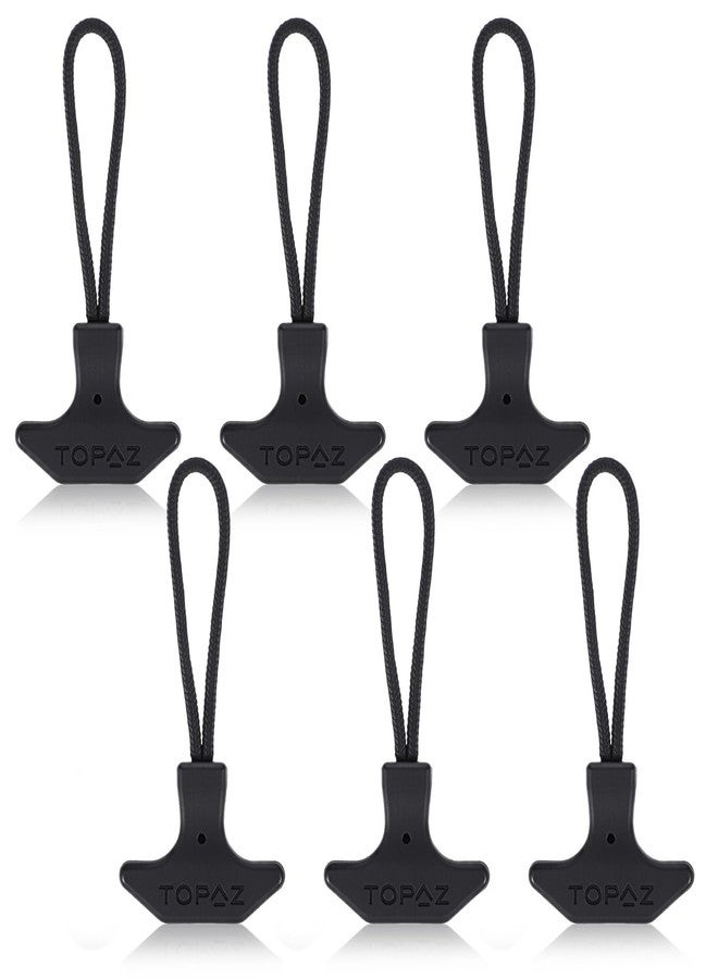 Grevosea 6Pcs Heavy Duty T-Shaped TPU Zipper Pull Cord for Backpacks Luggage Cooler Bags Sports Gear Durable Nylon Rope Black - Image 1