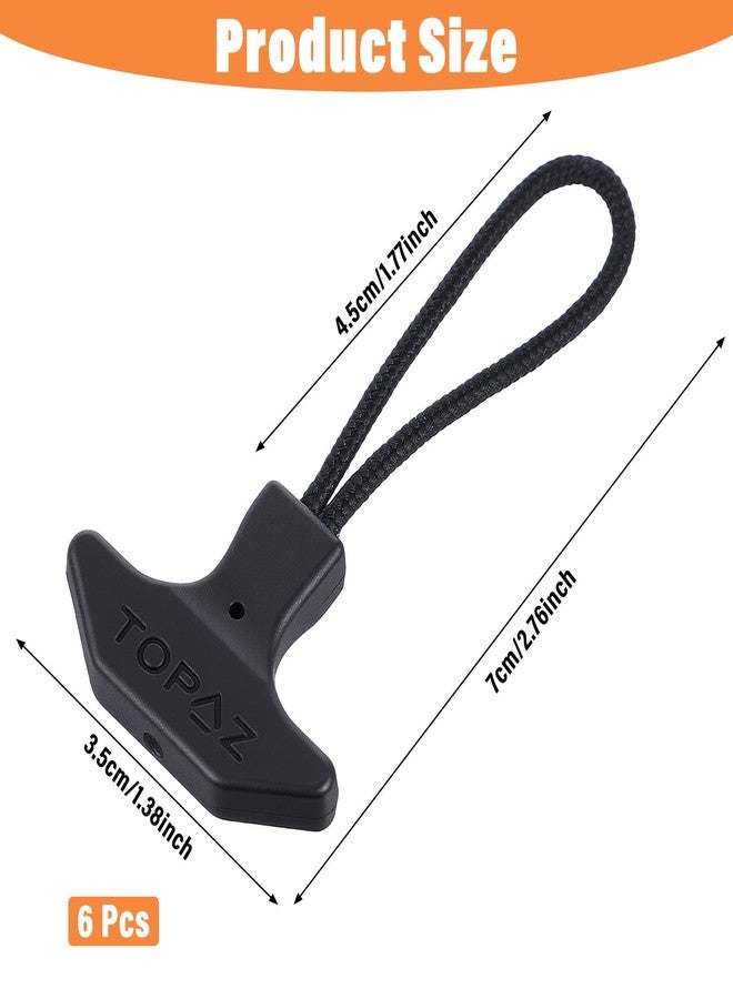 Grevosea 6Pcs Heavy Duty T-Shaped TPU Zipper Pull Cord for Backpacks Luggage Cooler Bags Sports Gear Durable Nylon Rope Black - Image 2