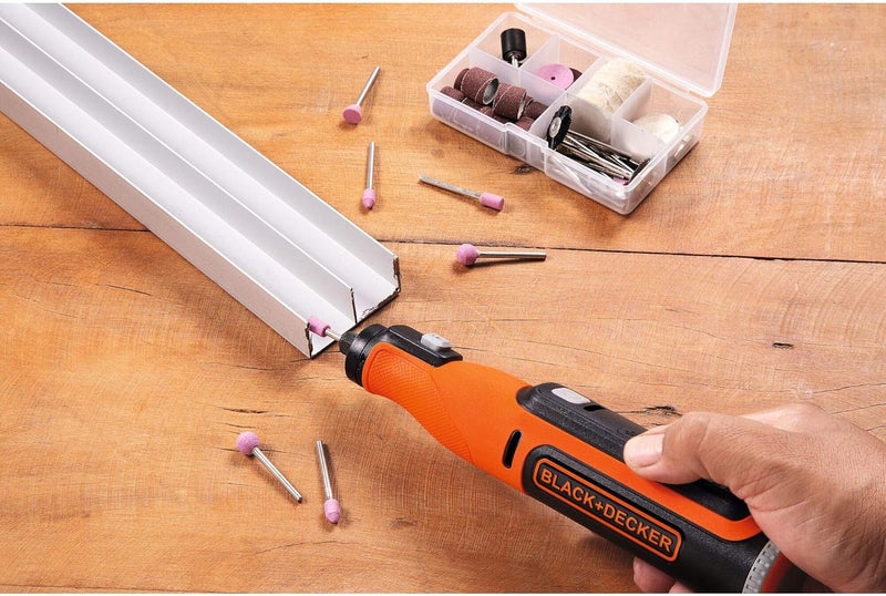 بلاك اند ديكر أداة دوارة لاسلكية متعددة الوظائف مع 37 ملحقًا، 7.2 فولت، 1.5 أمبير/ساعة، برتقالي/أسود - Bcrt8I-Xj، - Image 4