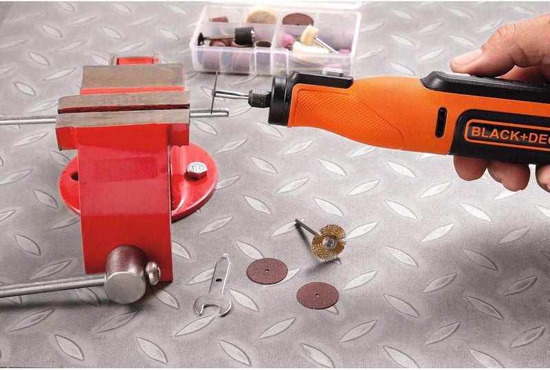 بلاك اند ديكر أداة دوارة لاسلكية متعددة الوظائف مع 37 ملحقًا، 7.2 فولت، 1.5 أمبير/ساعة، برتقالي/أسود - Bcrt8I-Xj، - Image 5