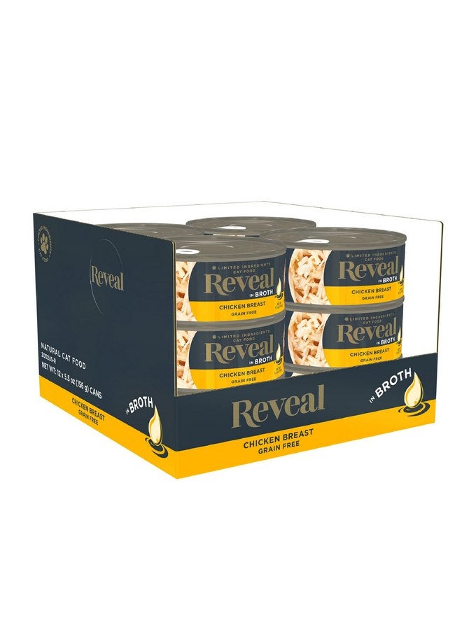Reveal Natural Wet Cat Food, 12 Count, Grain Free, Limited Ingredient Canned Food for Cats, Chicken Breast in Broth, 5.5 oz Cans - Image 1