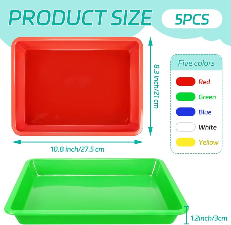 Weoxpr 5 Pack Multicolor Plastic Art Trays - Activity Tray Crafts Organizer Tray Serving Tray for School Home Art and Crafts, DIY Projects, Painting, Beads, Organizing Supply - Image 2
