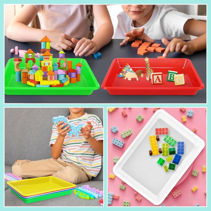 Weoxpr 5 Pack Multicolor Plastic Art Trays - Activity Tray Crafts Organizer Tray Serving Tray for School Home Art and Crafts, DIY Projects, Painting, Beads, Organizing Supply - Image 5