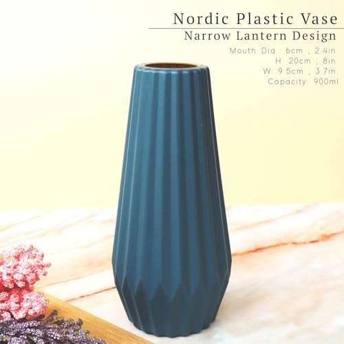 Ascension Plastic Flower Pot for Home Office Living Room Decoration Unbreakable and Light Wieght Different Design Flower Vase for Table Corner, Gift & Diwali Decoration Only Vase Not Flowers (Blue) - Image 5