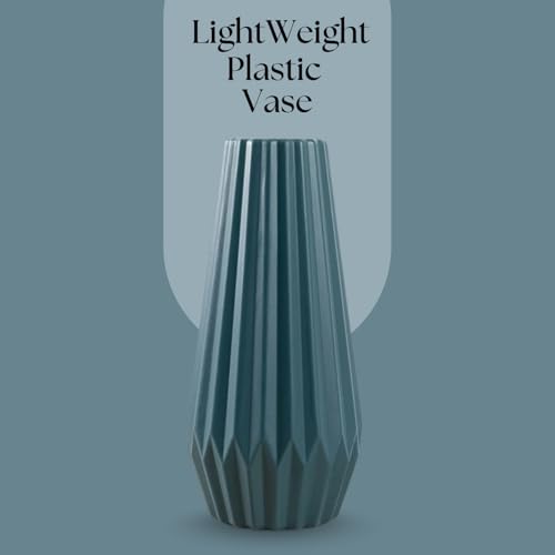 Ascension Plastic Flower Pot for Home Office Living Room Decoration Unbreakable and Light Wieght Different Design Flower Vase for Table Corner, Gift & Diwali Decoration Only Vase Not Flowers (Blue) - Image 3