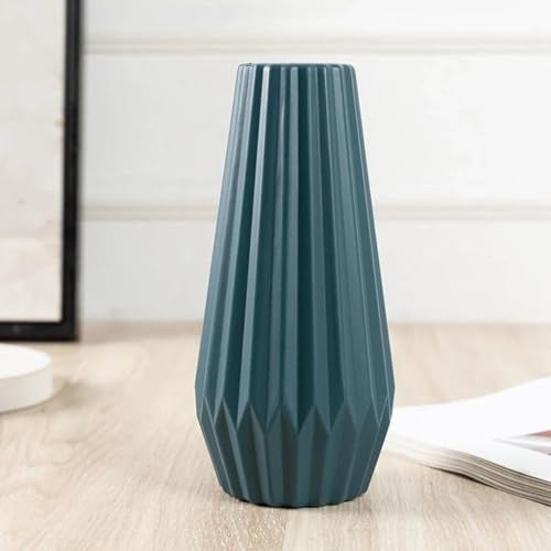 Ascension Plastic Flower Pot for Home Office Living Room Decoration Unbreakable and Light Wieght Different Design Flower Vase for Table Corner, Gift & Diwali Decoration Only Vase Not Flowers (Blue) - Image 1