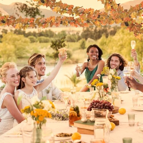 Ghrdopy 6 Ft Artificial Fall Garland with Lights - Autumn Maple Leaf f Thanksgiving Decor Hanging Vine Autumn Foliage Garland Used for Home Wedding Party Decor - Image 4
