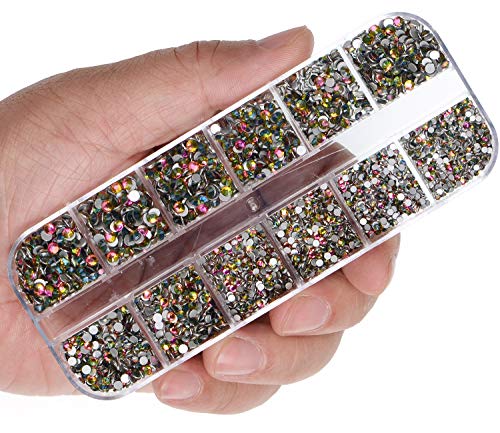 LPBeads 3456 Pieces 6 Sizes Vtrail Medium Flat Back Round Crystal Rhinestones for Crafts Nails Art Face Makeup Clothes DIY with Pick Up Tweezers and Picking Pen - Image 3