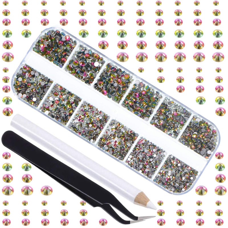 LPBeads 3456 Pieces 6 Sizes Vtrail Medium Flat Back Round Crystal Rhinestones for Crafts Nails Art Face Makeup Clothes DIY with Pick Up Tweezers and Picking Pen - Image 2