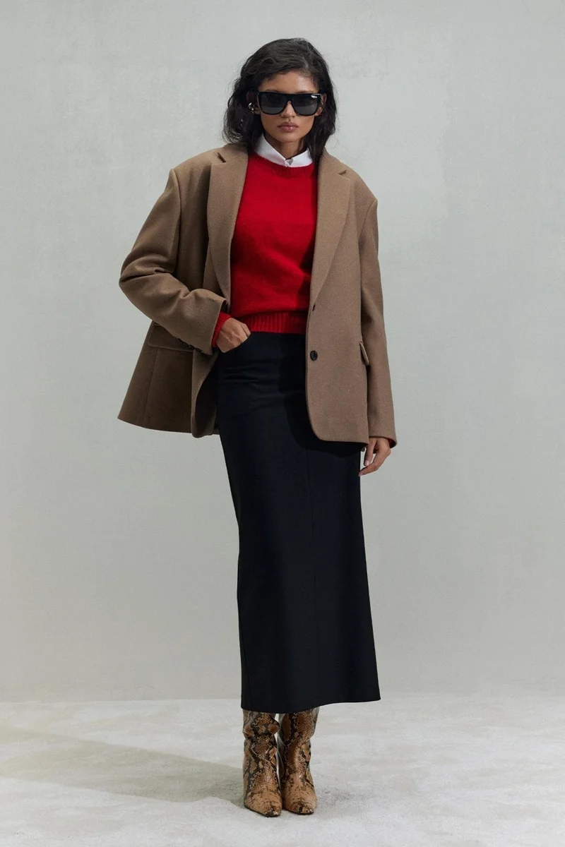 Suud Collection Milky Coffee Masculine Cashmere Blazer Jacket