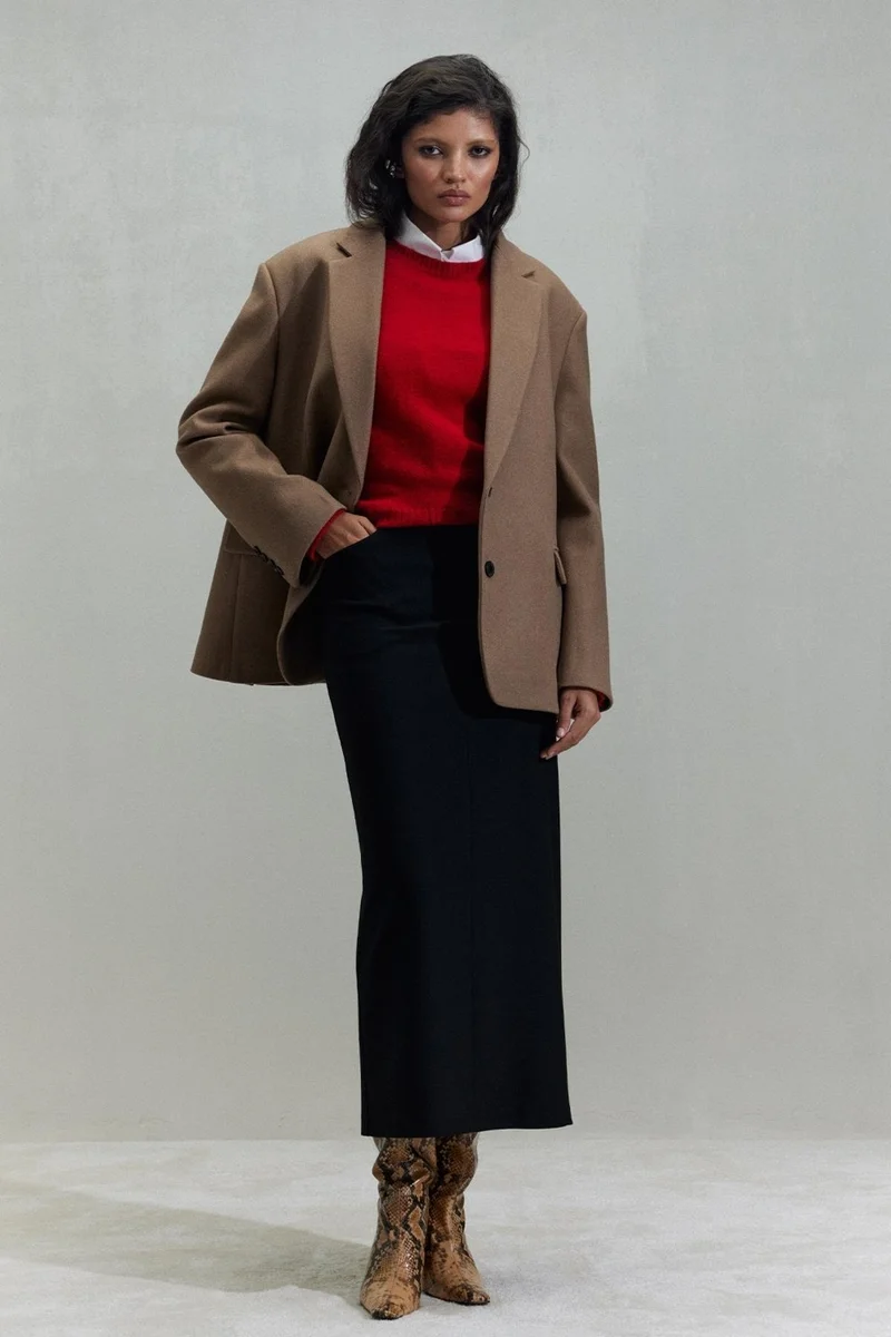 Suud Collection Milky Coffee Masculine Cashmere Blazer Jacket