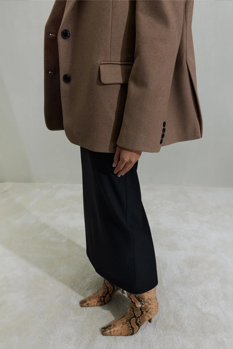 Suud Collection Milky Coffee Masculine Cashmere Blazer Jacket